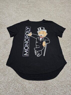 Monopoly Women’s Monopoly Man Black Short Sleeve T Shirt Size XXL